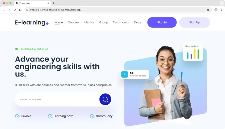 E-learning Nextjs Landing Page Template