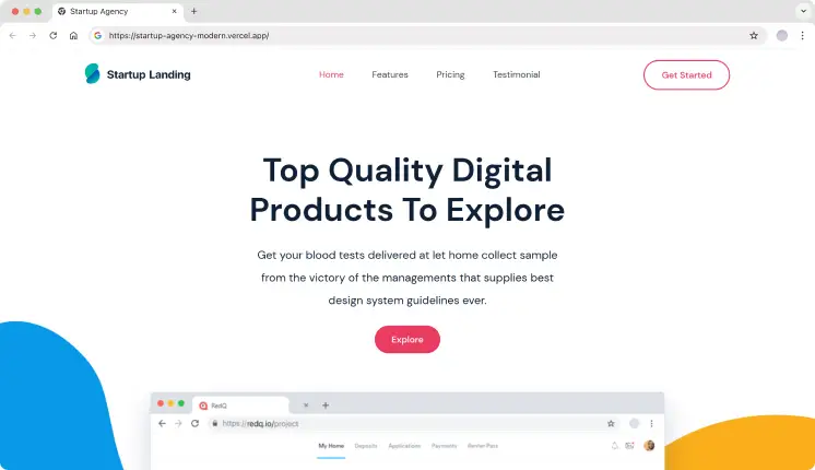 Startup Agency Nextjs Landing Page Template