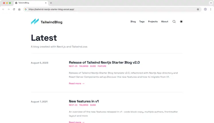 TailwindBlog Nextjs Landing Page Template