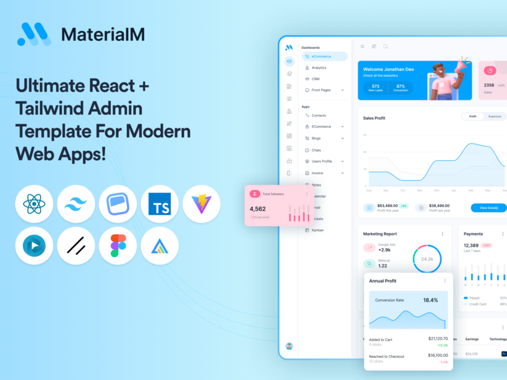 ultimate react+tailwind admin template for modern web apps