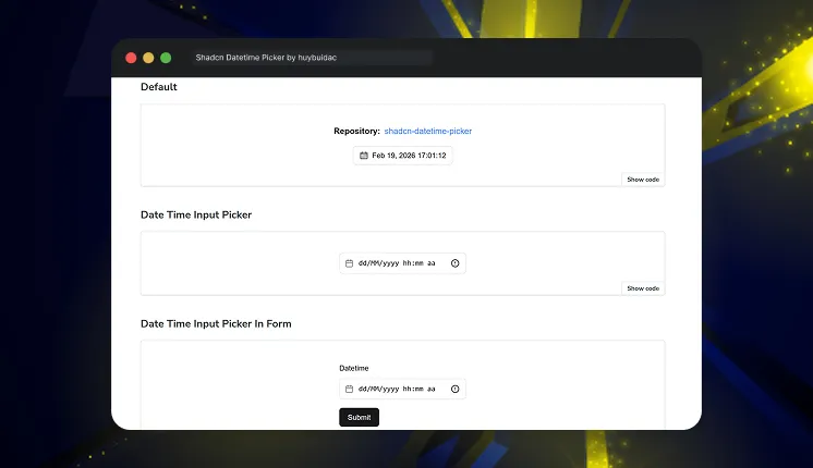 Shadcn Datetime Picker by huybuidac