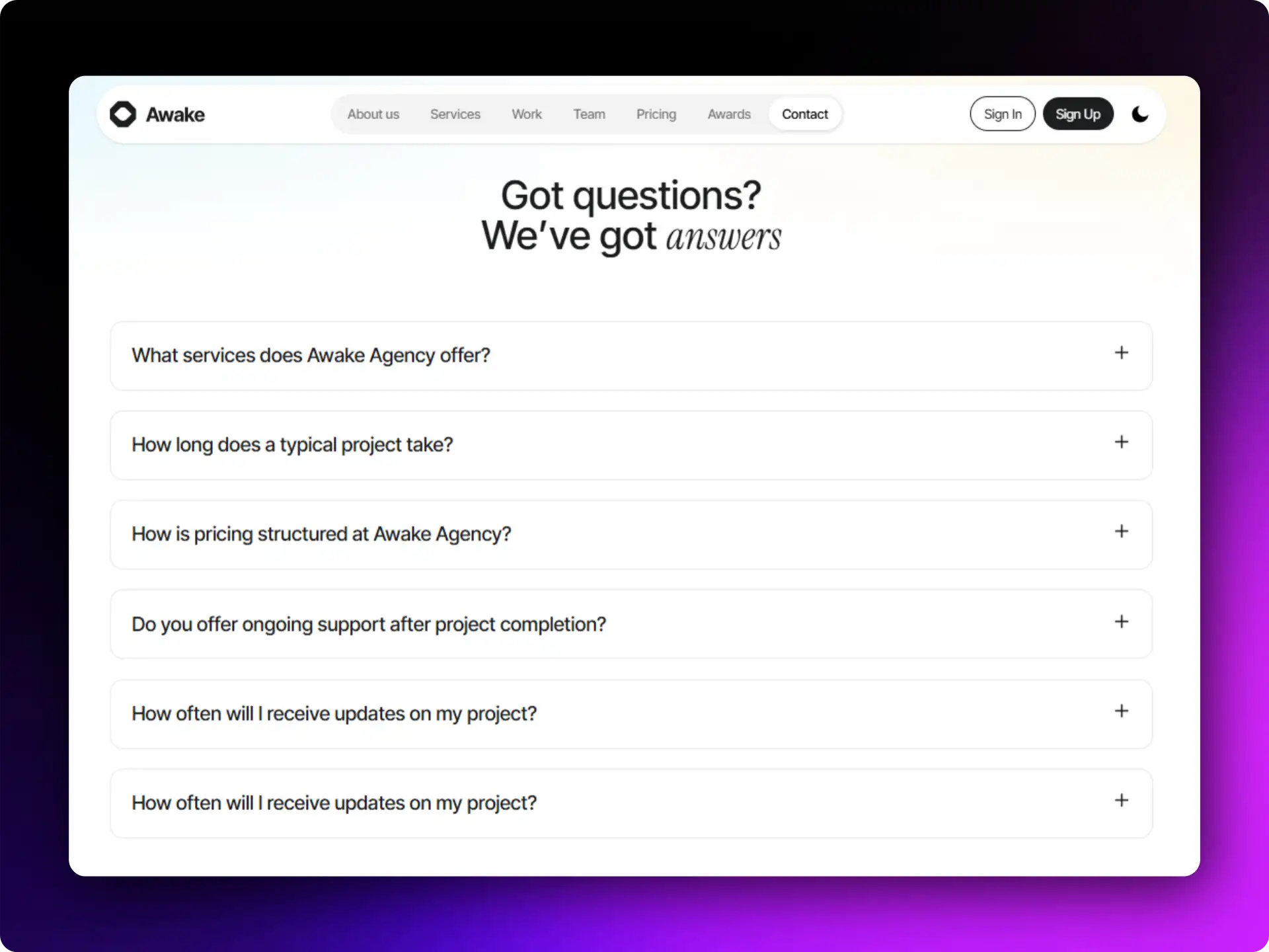 Awake FAQ Section