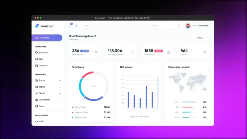 FreeDash Free Bootstrap Starter Kit for SaaS MVPs