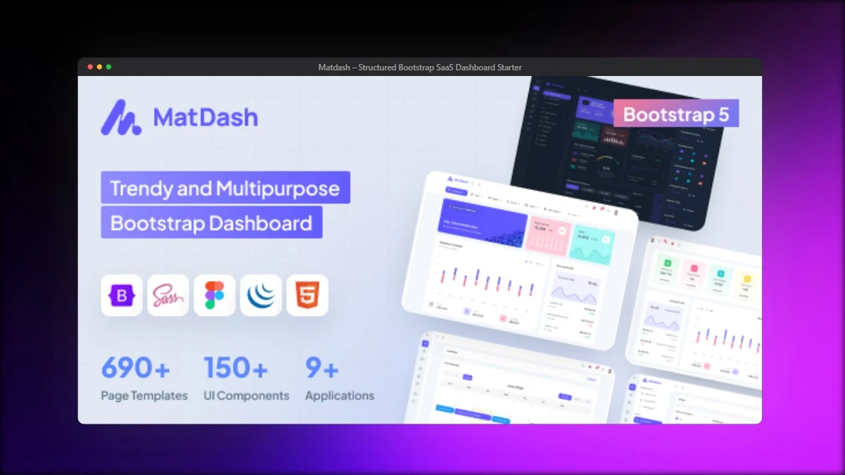 Matdash – Structured Bootstrap SaaS Dashboard Starter