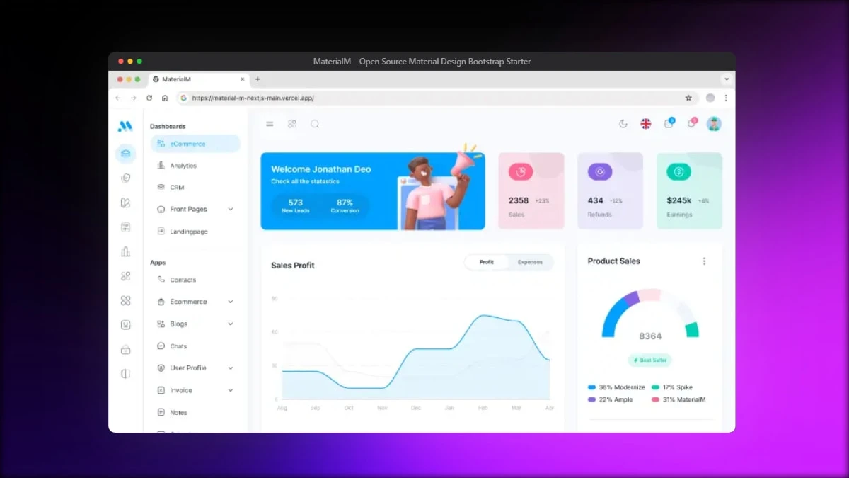 MaterialM – Open Source Material Design Bootstrap Starter