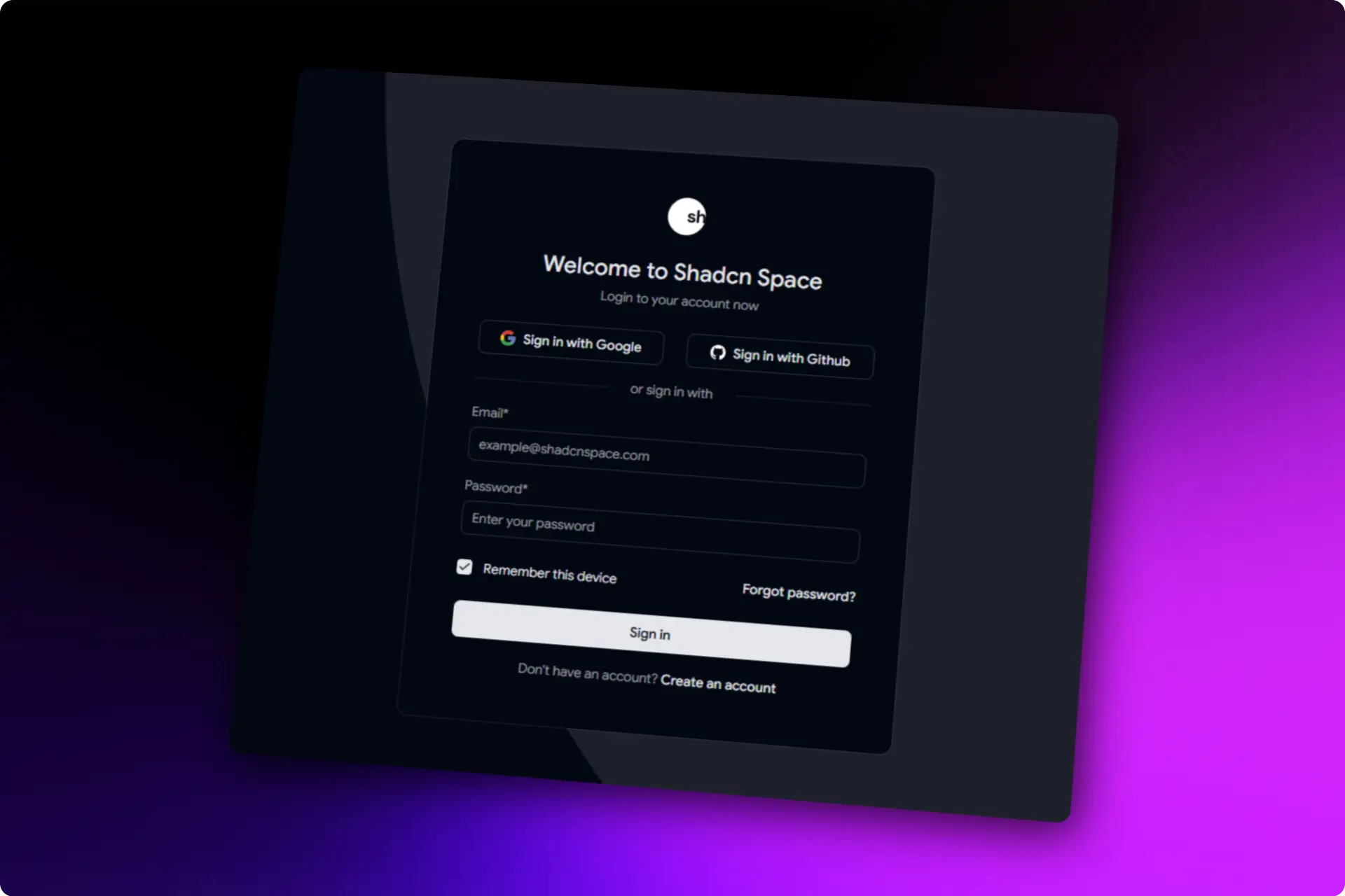 React Login template