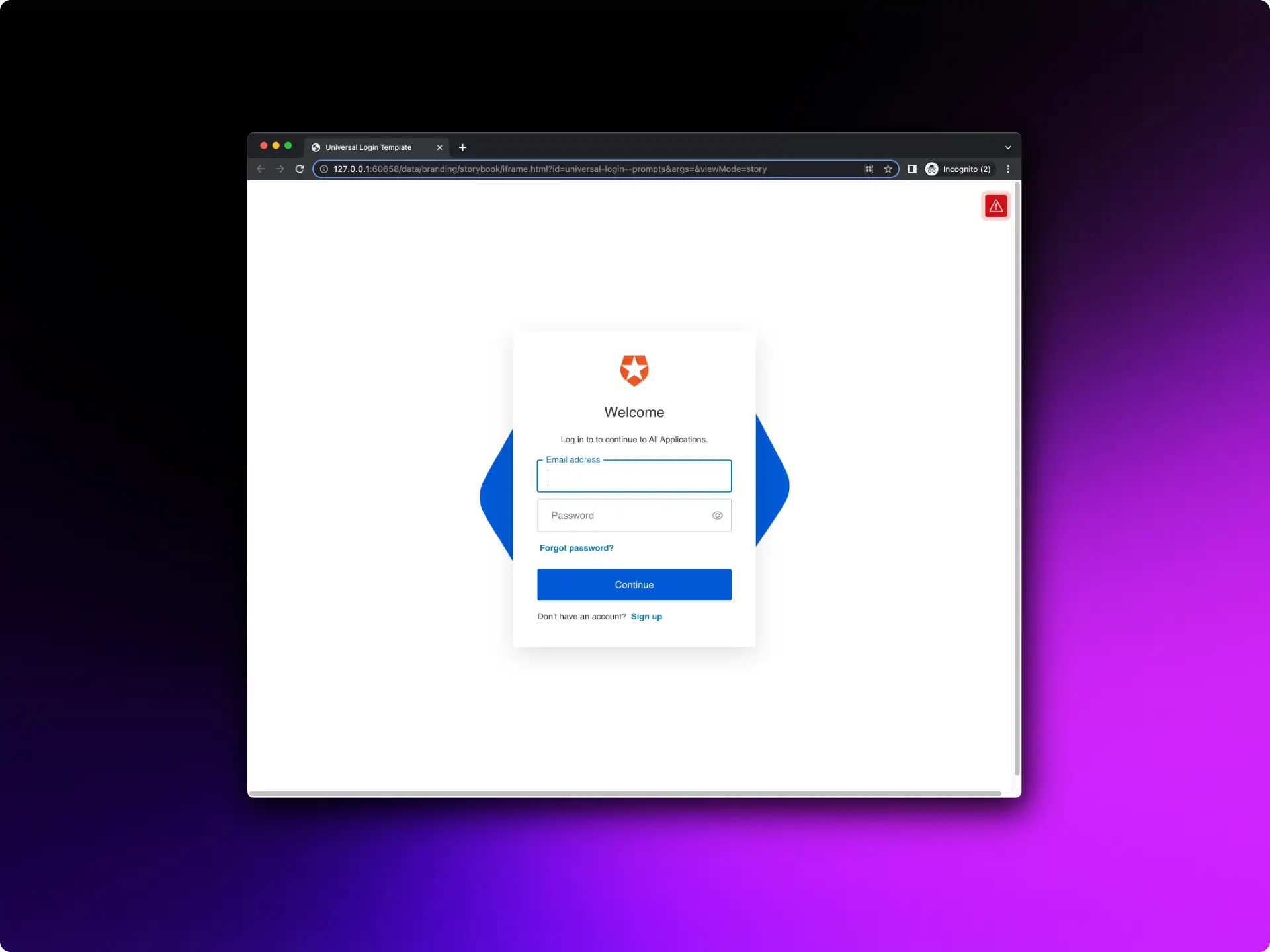 Auth0 Universal React Login Page React Login template