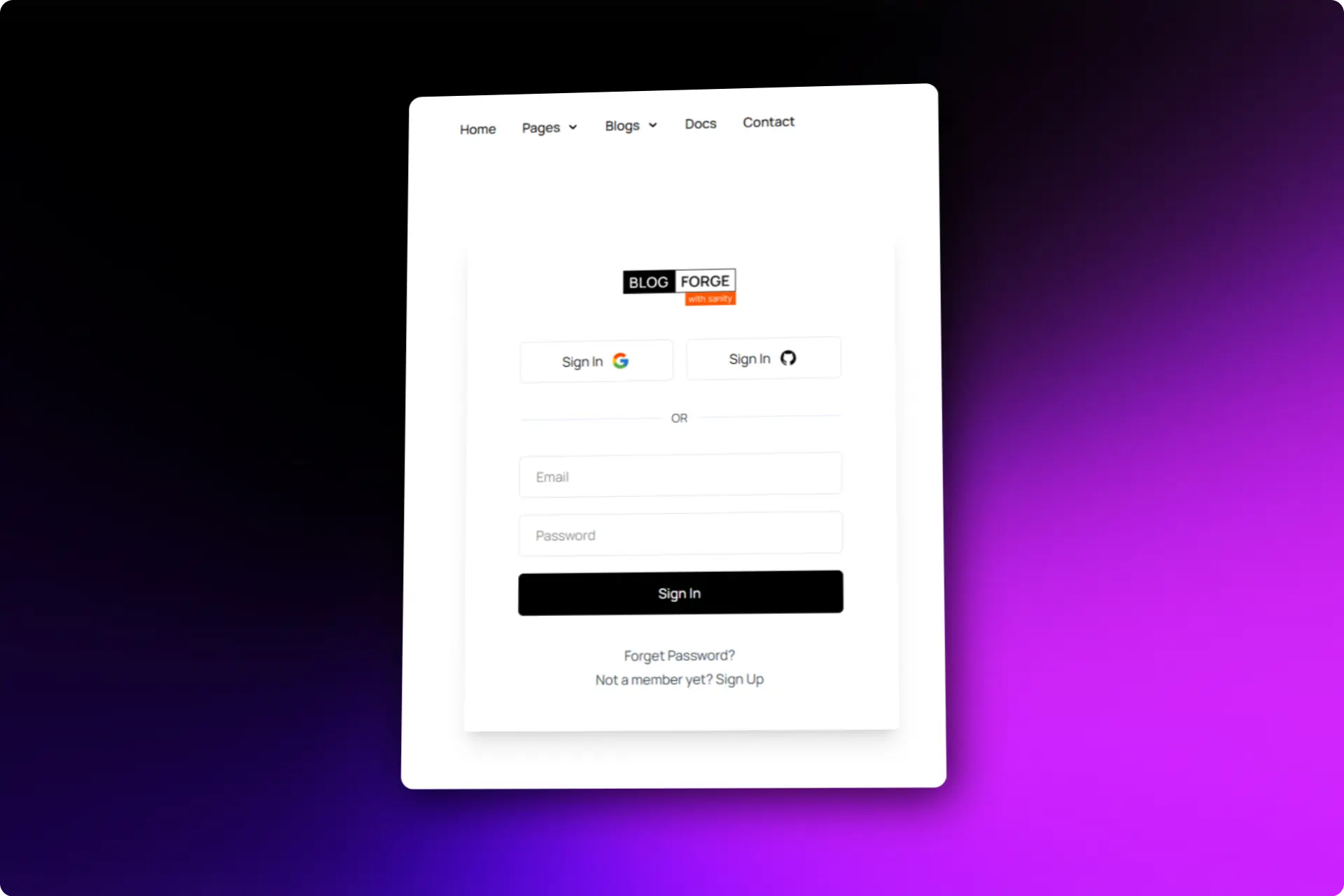 Blog Forge Login React Login template