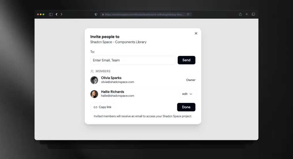 Invite Dialog Block