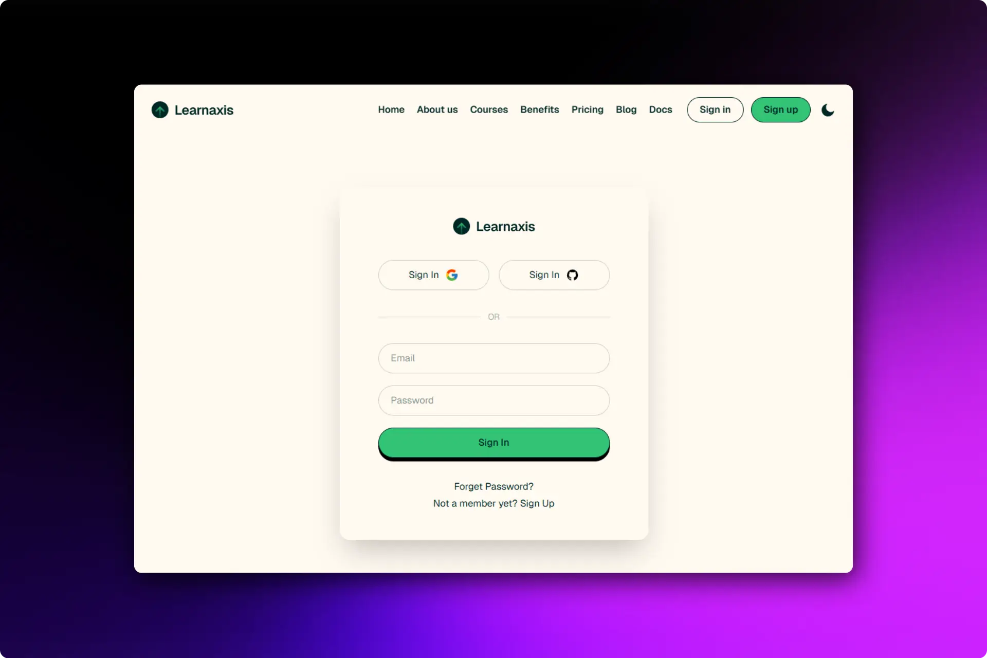 Learn Axis Sign In React Login template