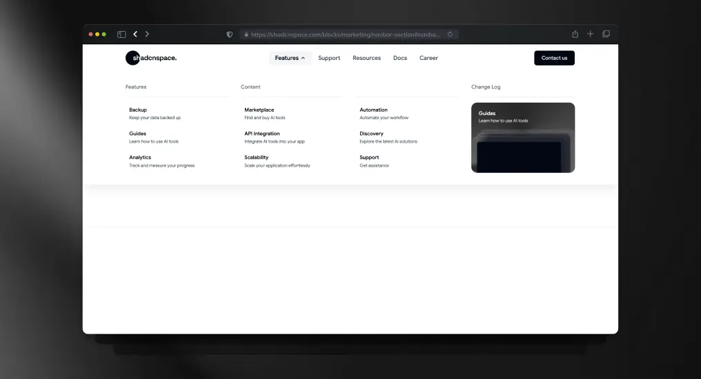 SaaS Navigation Menu