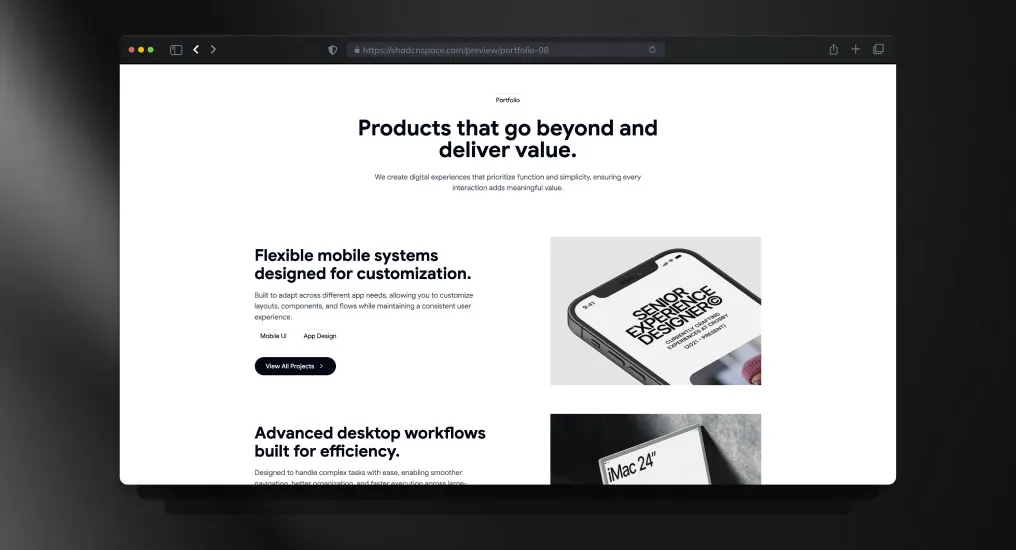 Stacked Portfolio Section