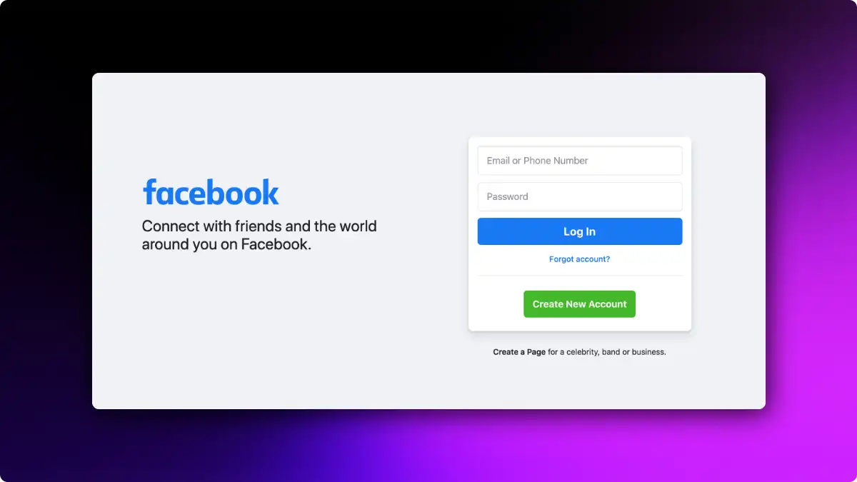 facebook React Login template