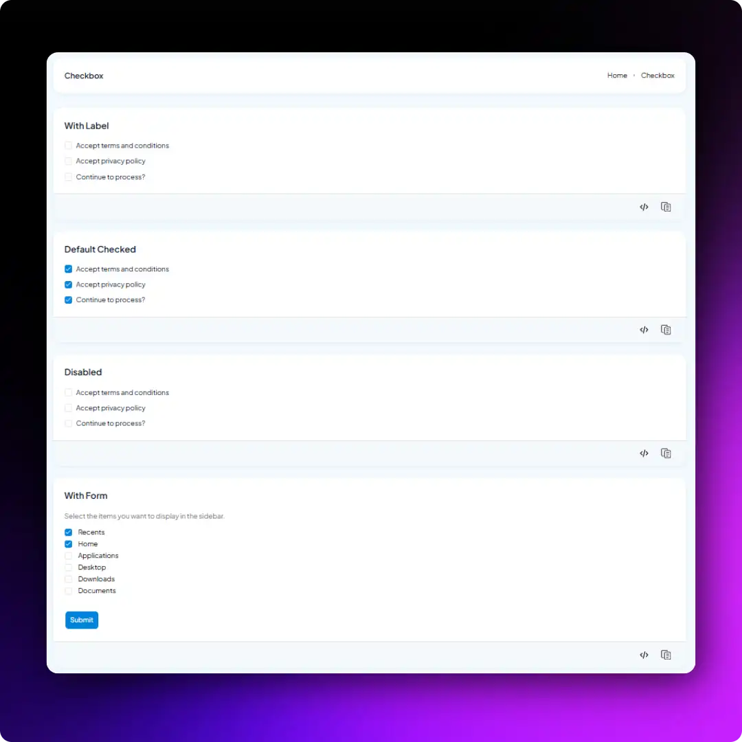 Form with Checkbox