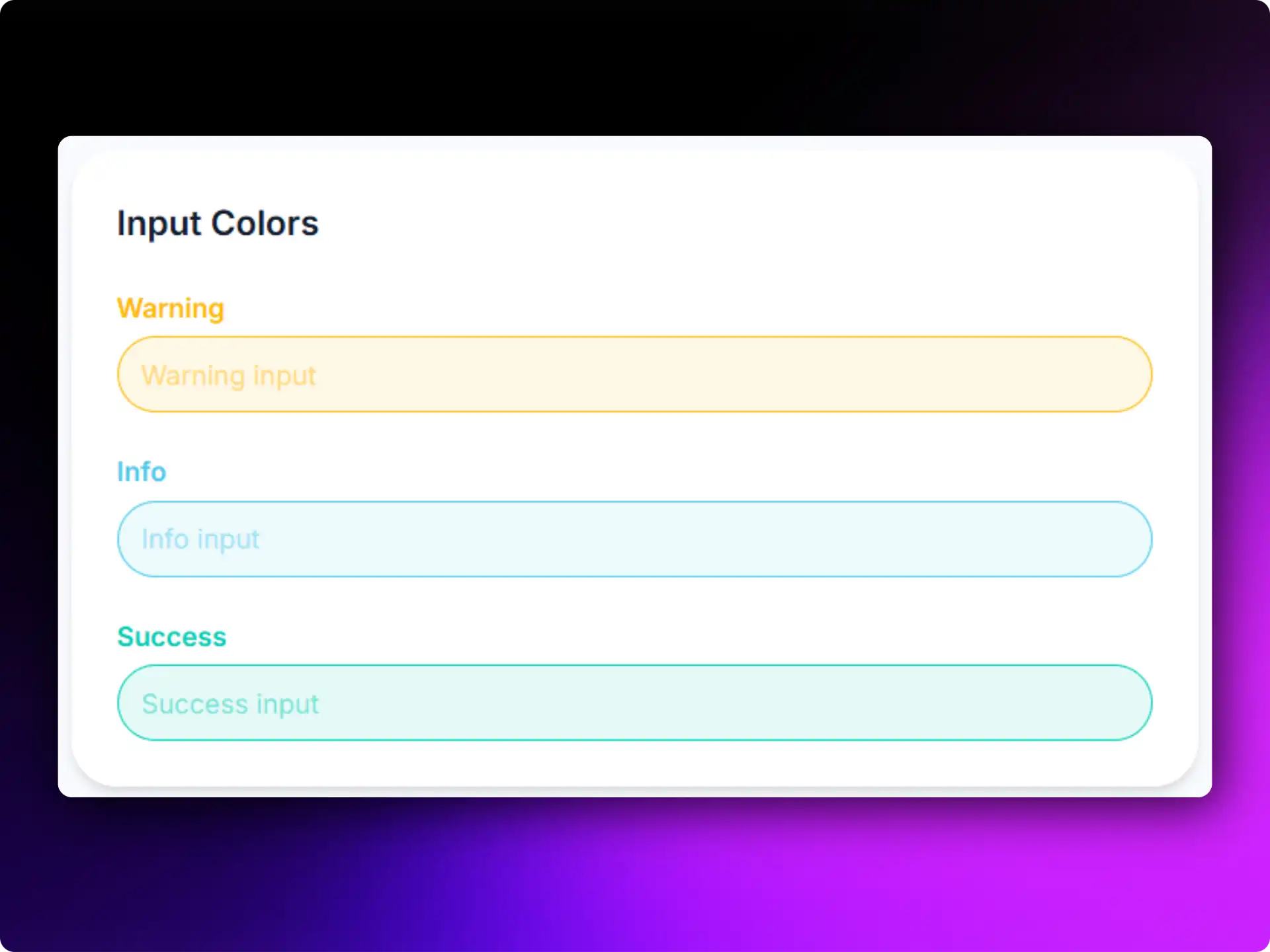 Basic Input Form with Colour Elements