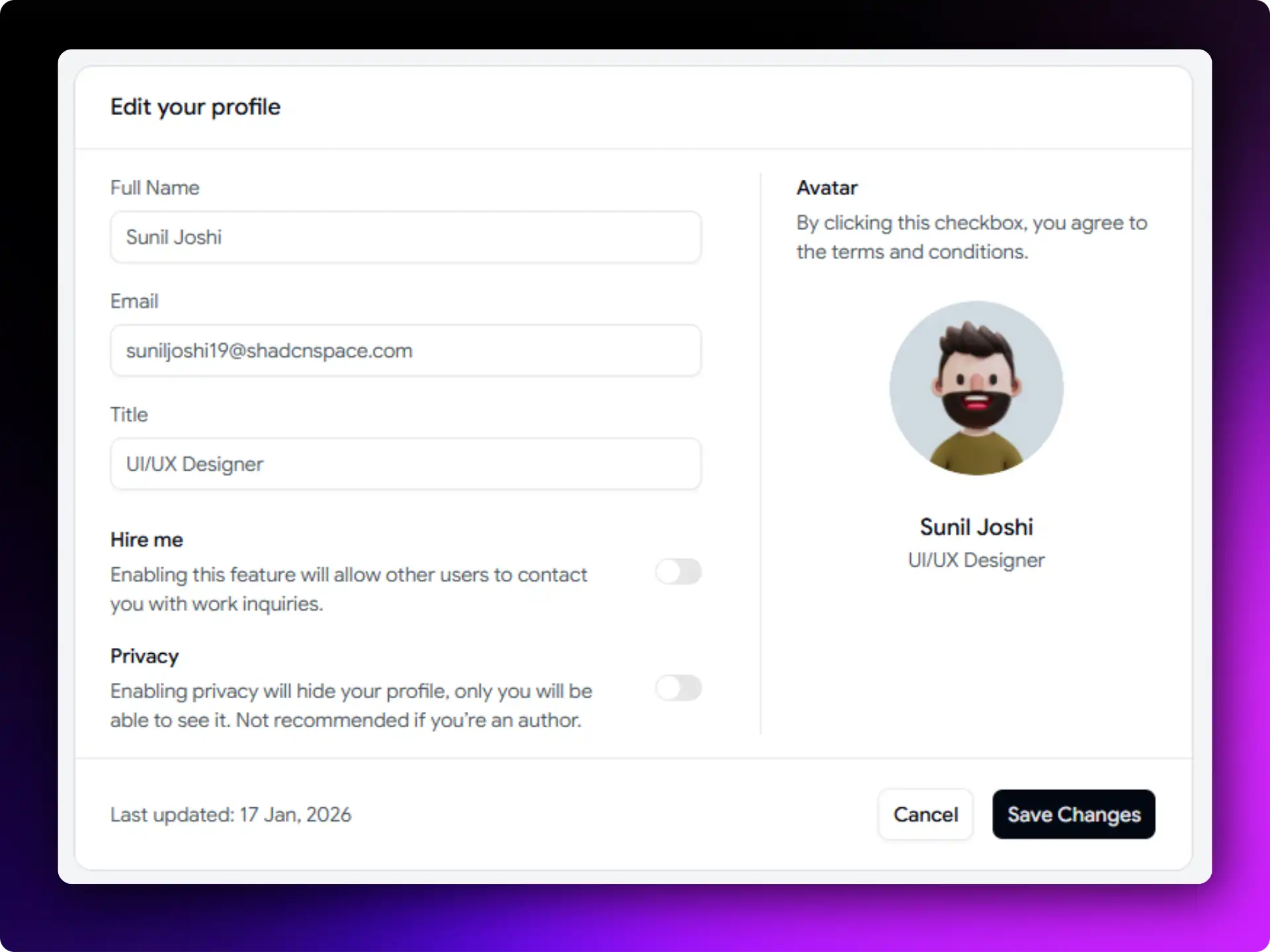 Edit Profile Form