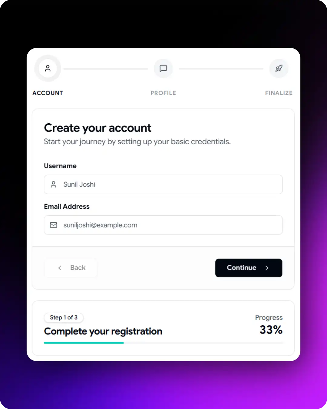 Onboarding Form with Progress Bar