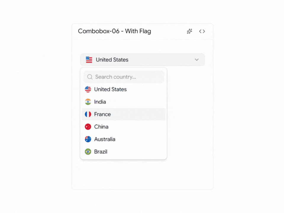 Shadcn Country Combobox with Flags