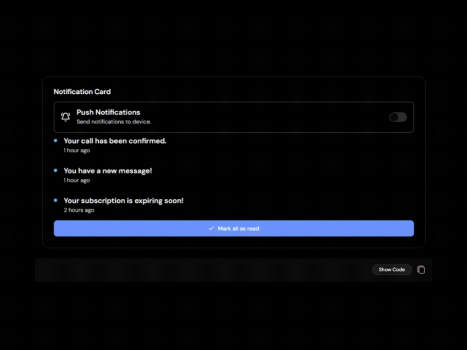Push Notification Card