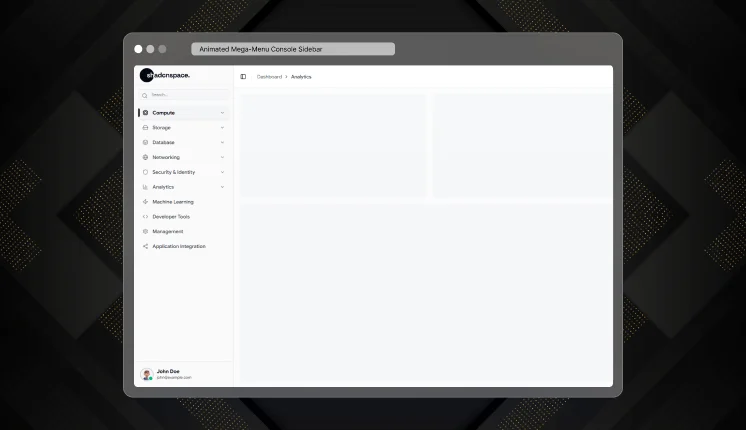 Animated Mega-Menu Console Sidebar