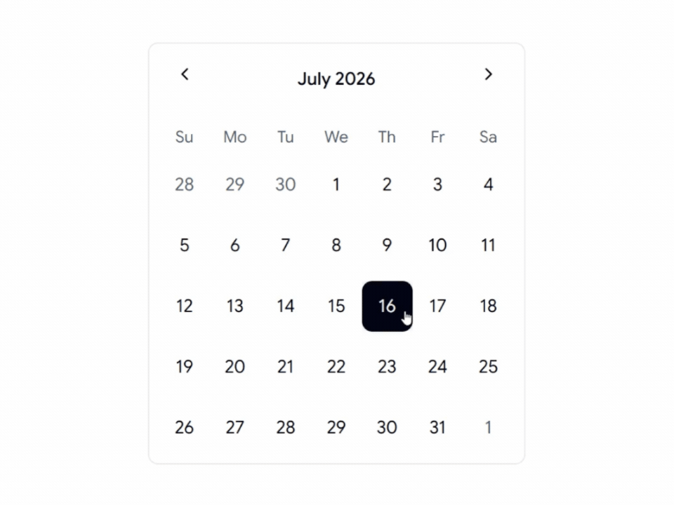 Variable Sized Shadcn Calendar