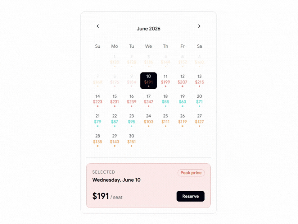 Shadcn Calendar With Pricing