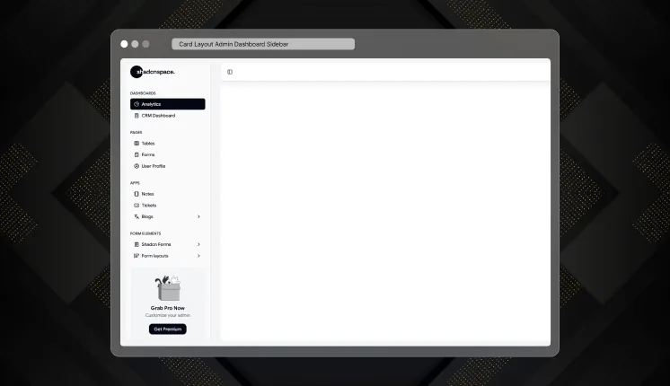 Card Layout Admin Dashboard Sidebar