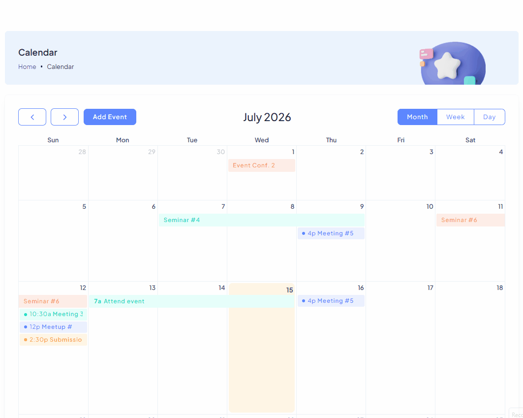 Modernize Shadcn Calendar
